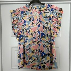Floral Ruffle Sleeve Women's Top, size L